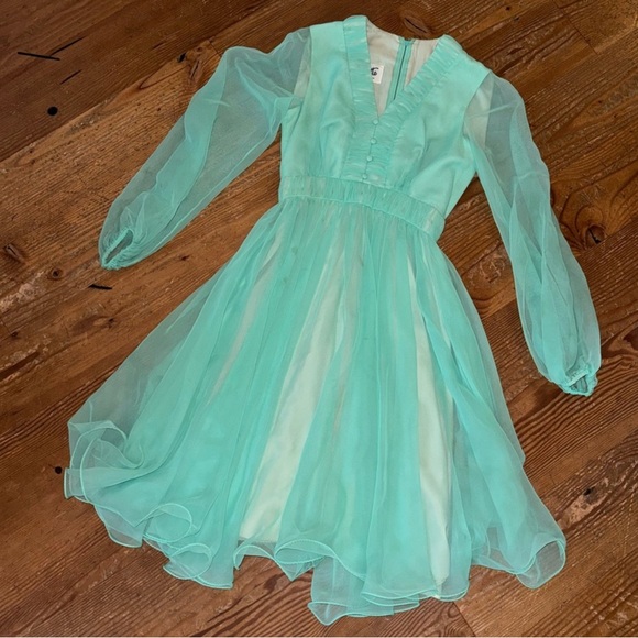 Vintage 1960s Miss Ellette Chiffon Dress - Size 4 or Small - Picture 2 of 9